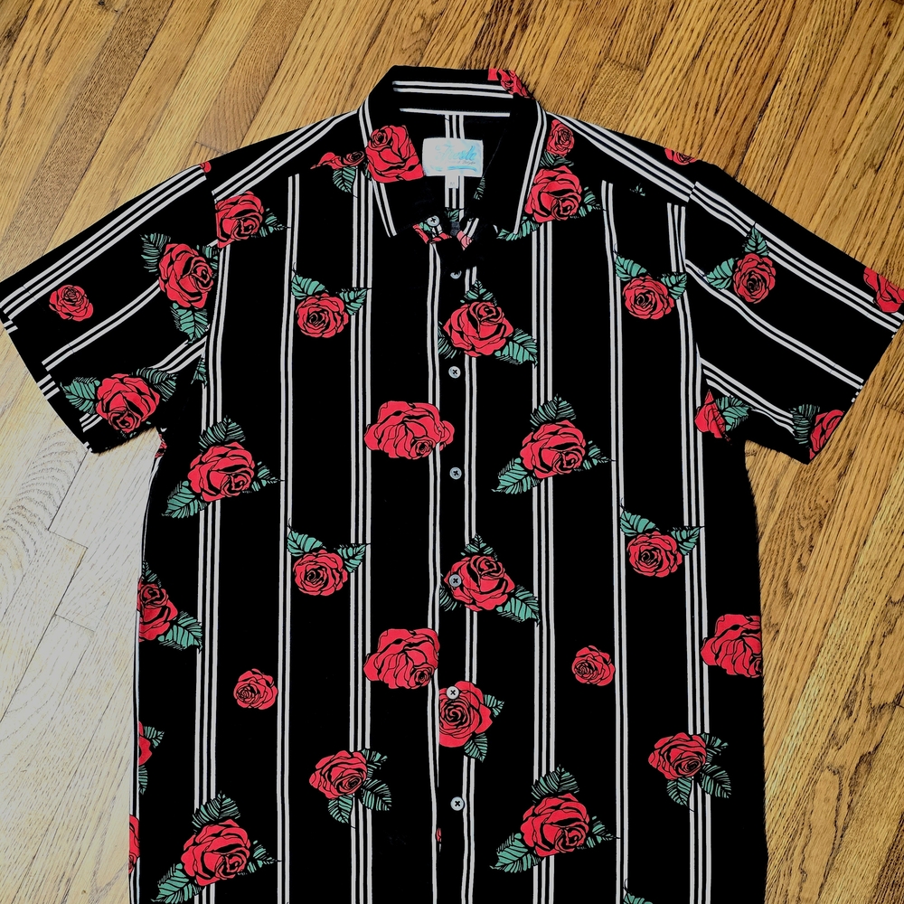 Fresh Black and Red Rose Men's Shirt